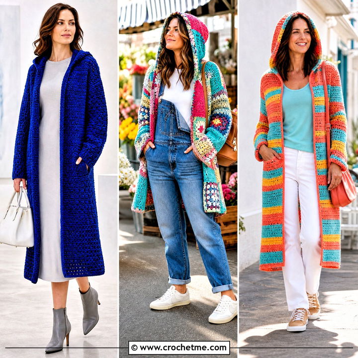 35 Crochet Hooded Cardigan Outfit Ideas for Cozy Layered Style