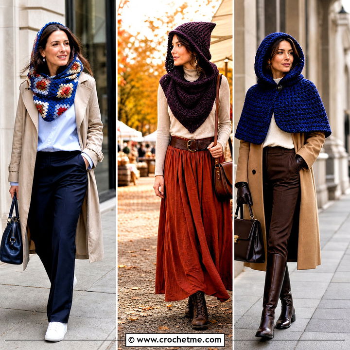 35 Crochet Hooded Cowl Outfit Ideas for Cozy Cold-Weather Looks
