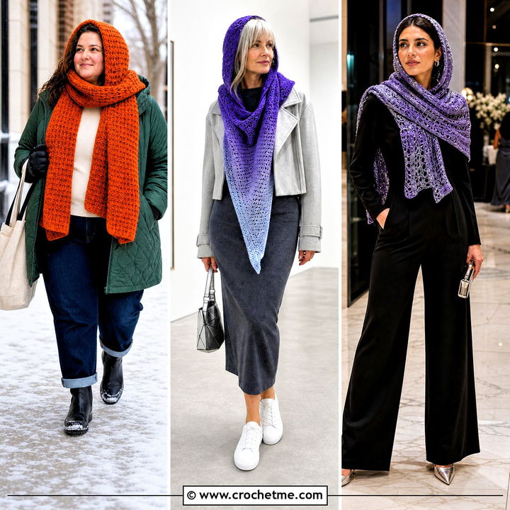 35 Crochet Hooded Scarf Outfit Ideas for Cozy Cold-Weather Looks