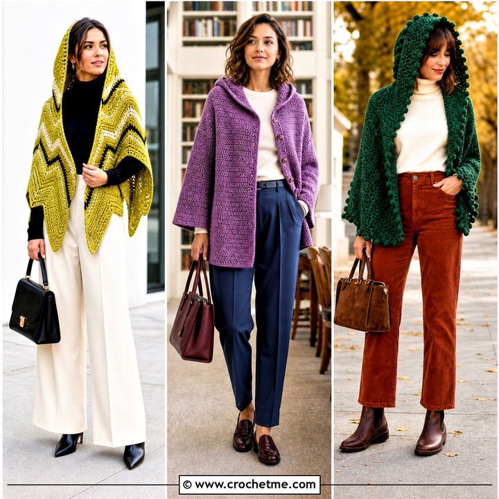 35 Crochet Hooded Shawl Outfit Ideas for Elegant Winter Layering