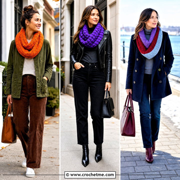 35 Crochet Infinity Scarf Outfit Ideas for Everyday Style