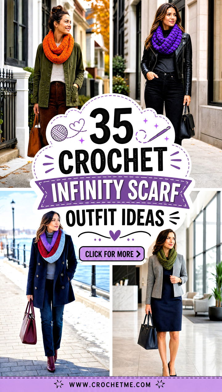 35 crochet infinity scarf outfit ideas - 35 crochet infinity scarf outfit ideas