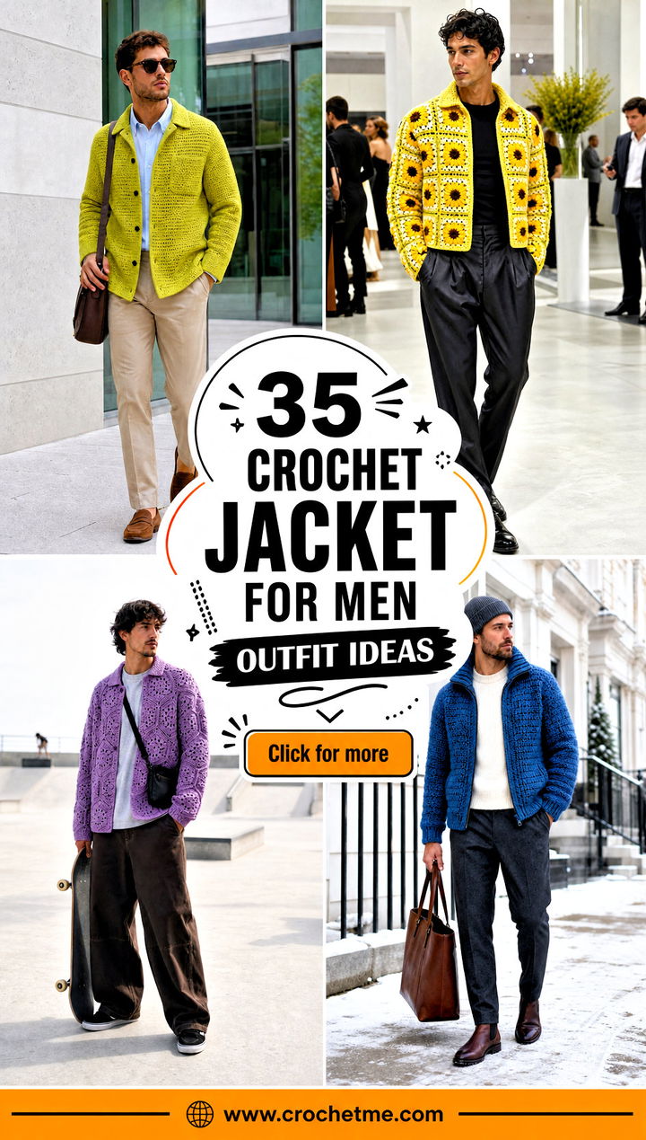 35 crochet jacket for men outfit ideas - 35 crochet jacket for men outfit ideas