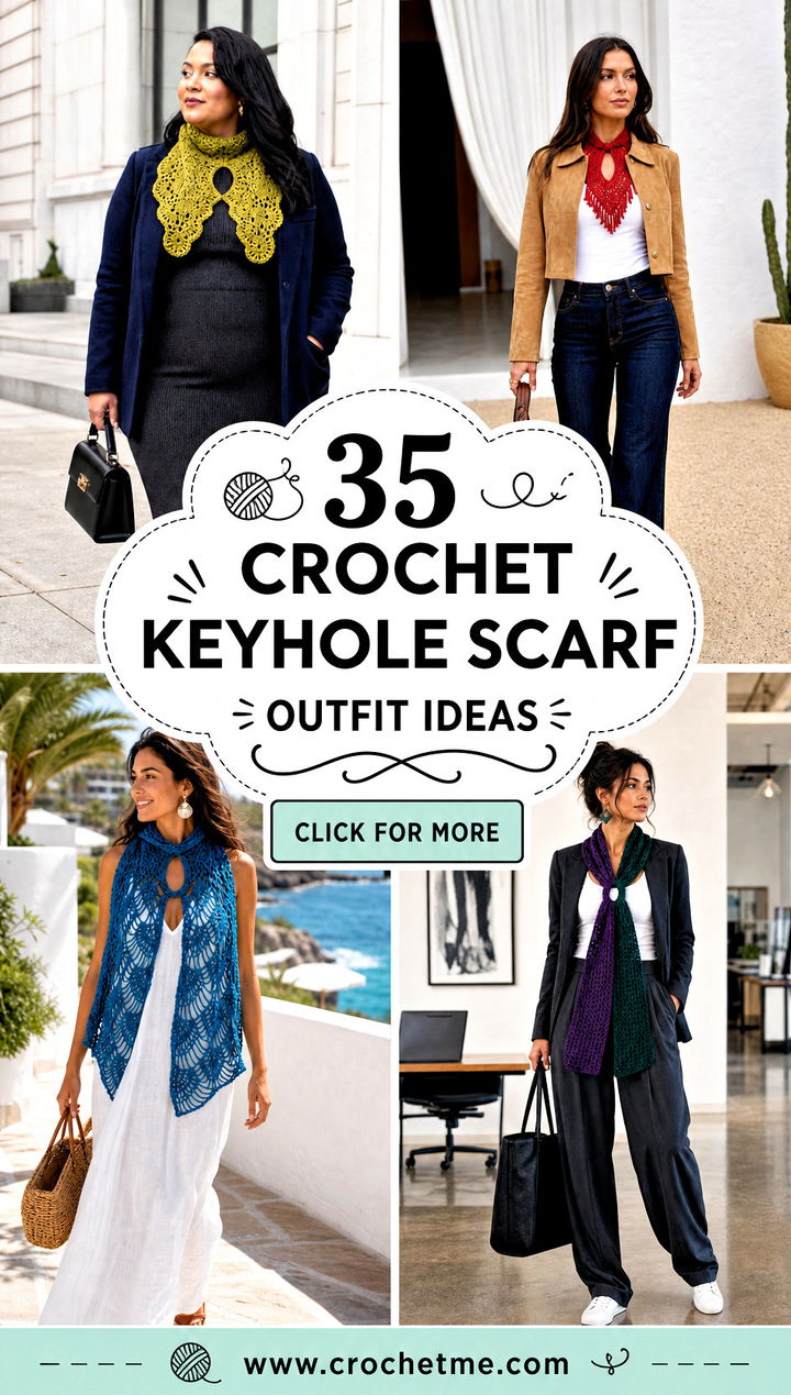 35 crochet keyhole scarf outfit ideas - 35 crochet keyhole scarf outfit ideas
