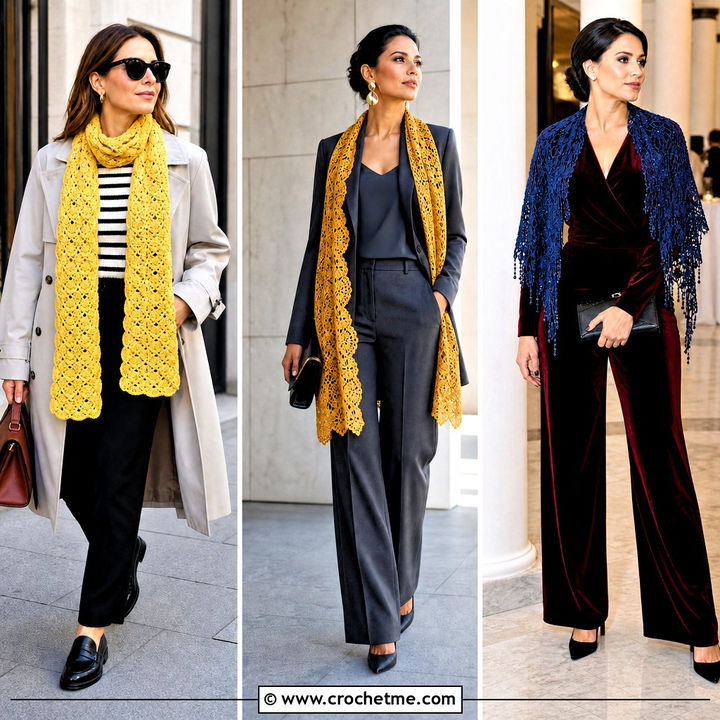 35 Crochet Lace Scarf Outfit Ideas for Elegant Everyday Style