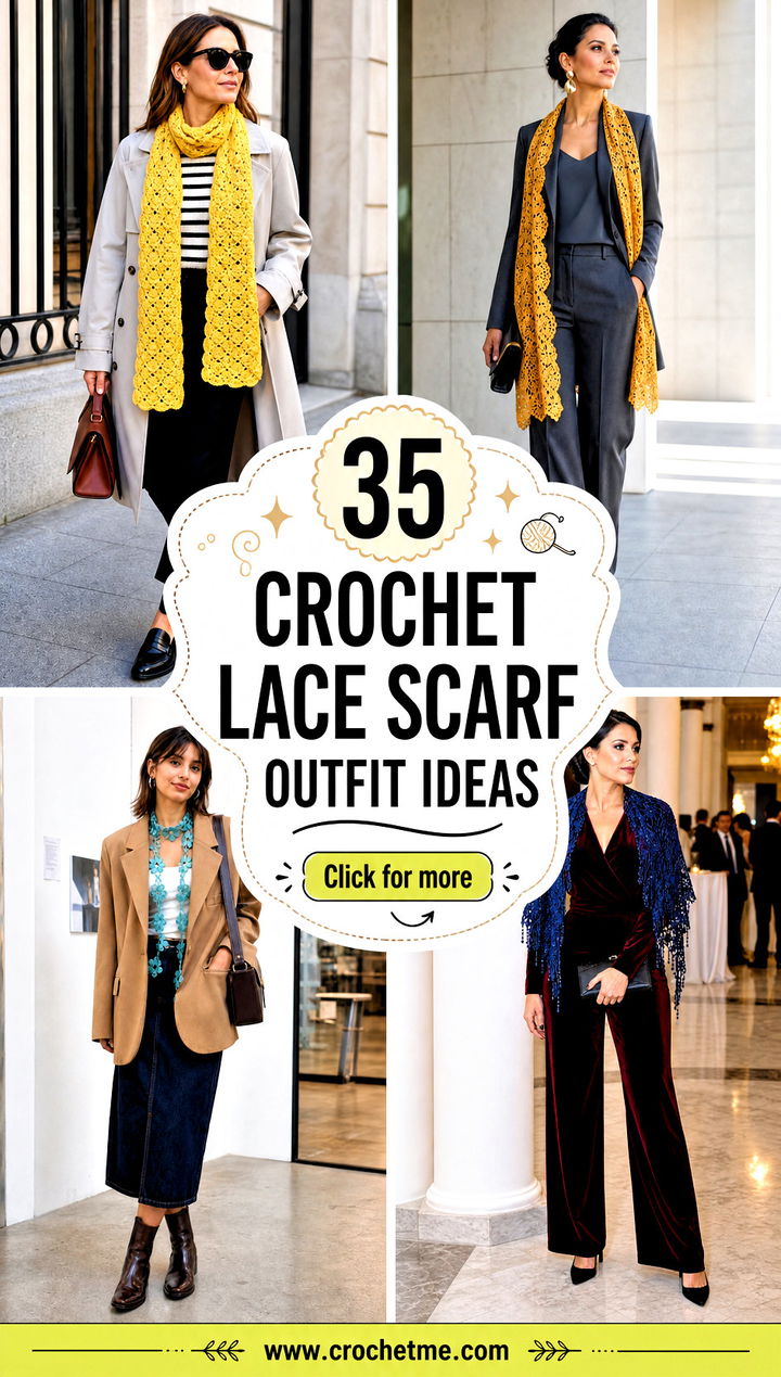 35 crochet lace scarf outfit ideas - 35 crochet lace scarf outfit ideas