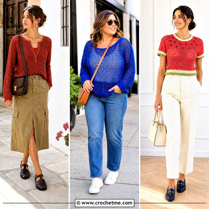 35 Crochet Light Sweater Outfit Ideas for Breezy Layered Style