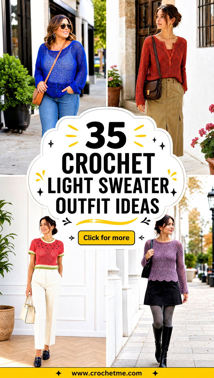 35 crochet light sweater outfit ideas - 35 crochet light sweater outfit ideas