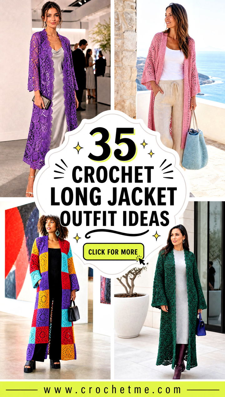 35 crochet long jacket outfit ideas - 35 crochet long jacket outfit ideas