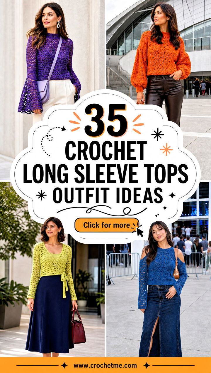35 crochet long sleeve tops outfit ideas - 35 crochet long sleeve tops outfit ideas