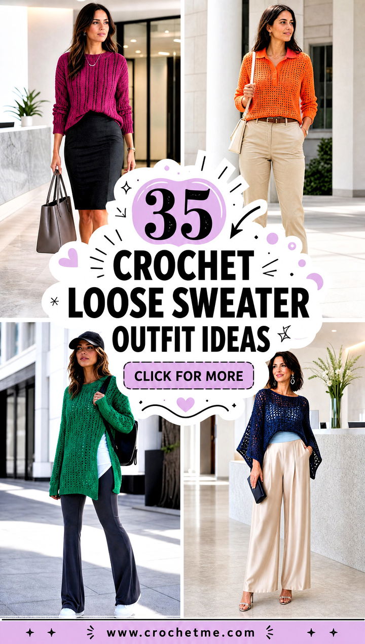 35 crochet loose sweater outfit ideas - 35 crochet loose sweater outfit ideas