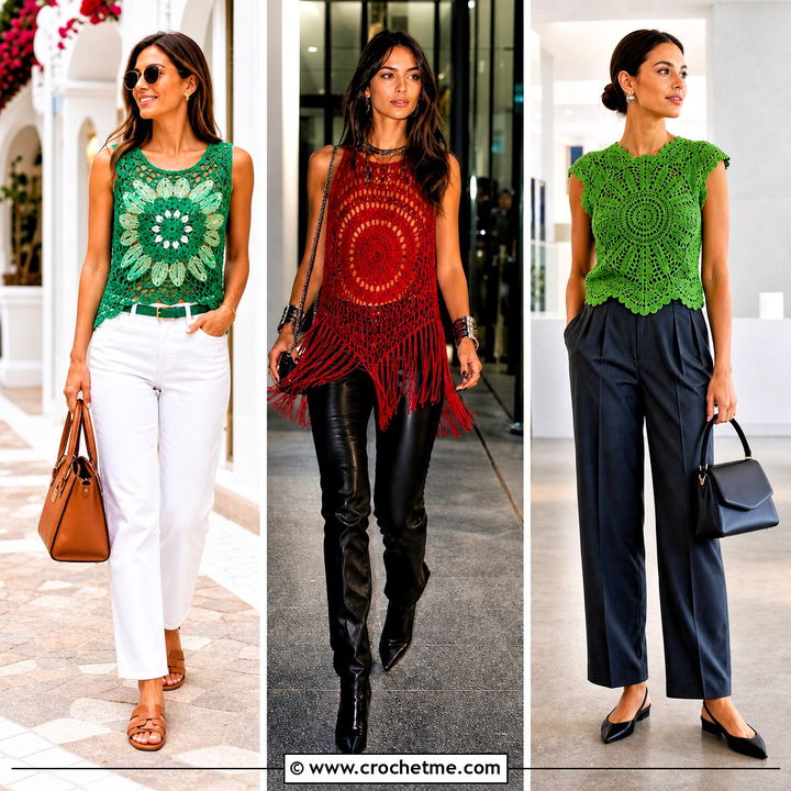 35 Crochet Mandala Top Outfit Ideas for Colorful Festival Style