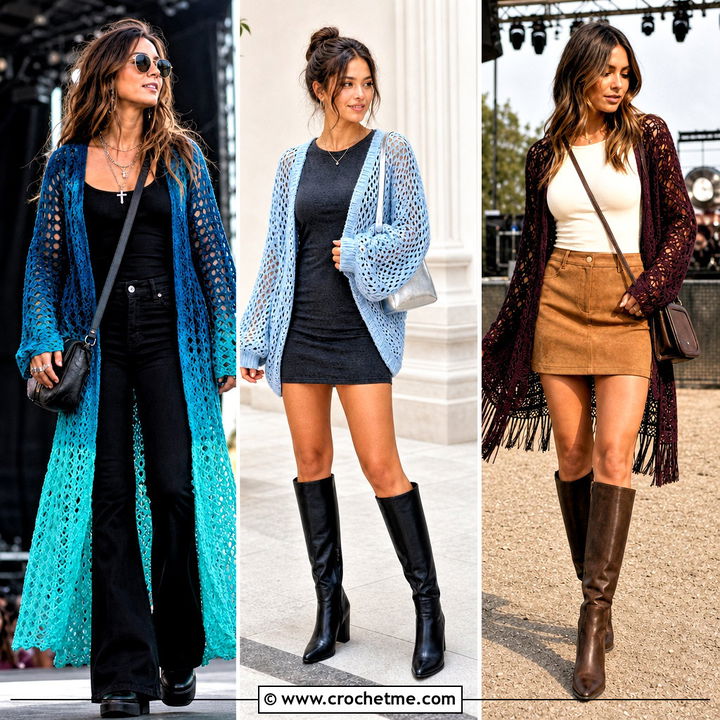 35 Crochet Mesh Cardigan Outfit Ideas for Breezy Layered Looks