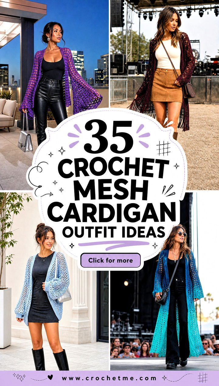 35 crochet mesh cardigan outfit ideas - 35 crochet mesh cardigan outfit ideas