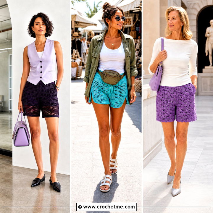 35 Crochet Mesh Shorts Outfit Ideas for Breezy Summer Style