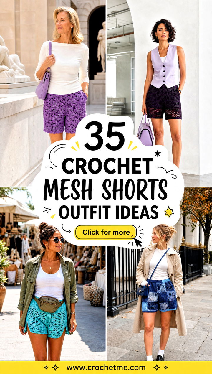 35 crochet mesh shorts outfit ideas - 35 crochet mesh shorts outfit ideas