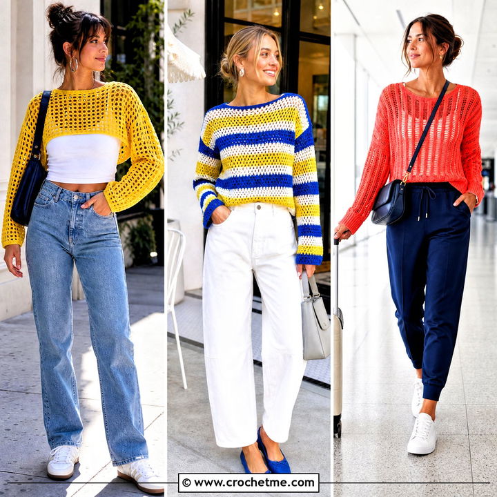 35 Crochet Mesh Sweater Outfit Ideas for Fresh Layered Looks