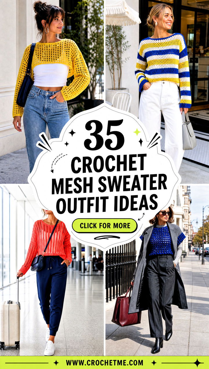 35 crochet mesh sweater outfit ideas - 35 crochet mesh sweater outfit ideas