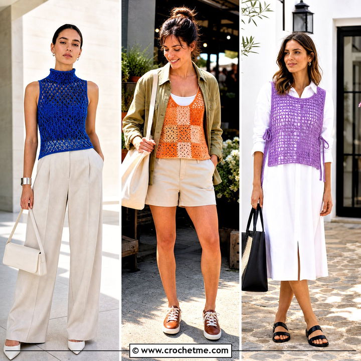 35 Crochet Mesh Vest Outfit Ideas for Creative Layering
