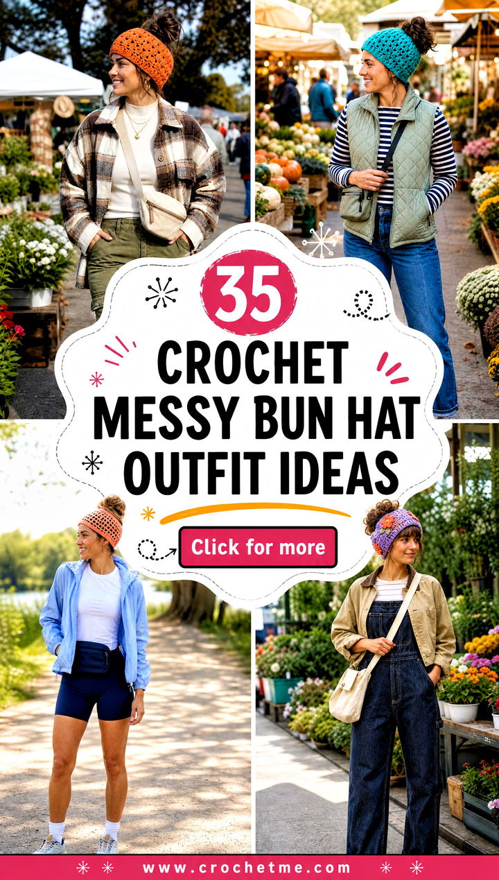 35 crochet messy bun hat outfit ideas - 35 crochet messy bun hat outfit ideas