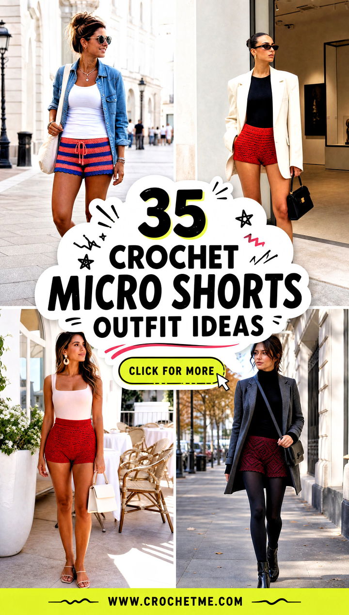 35 crochet micro shorts outfit ideas - 35 crochet micro shorts outfit ideas
