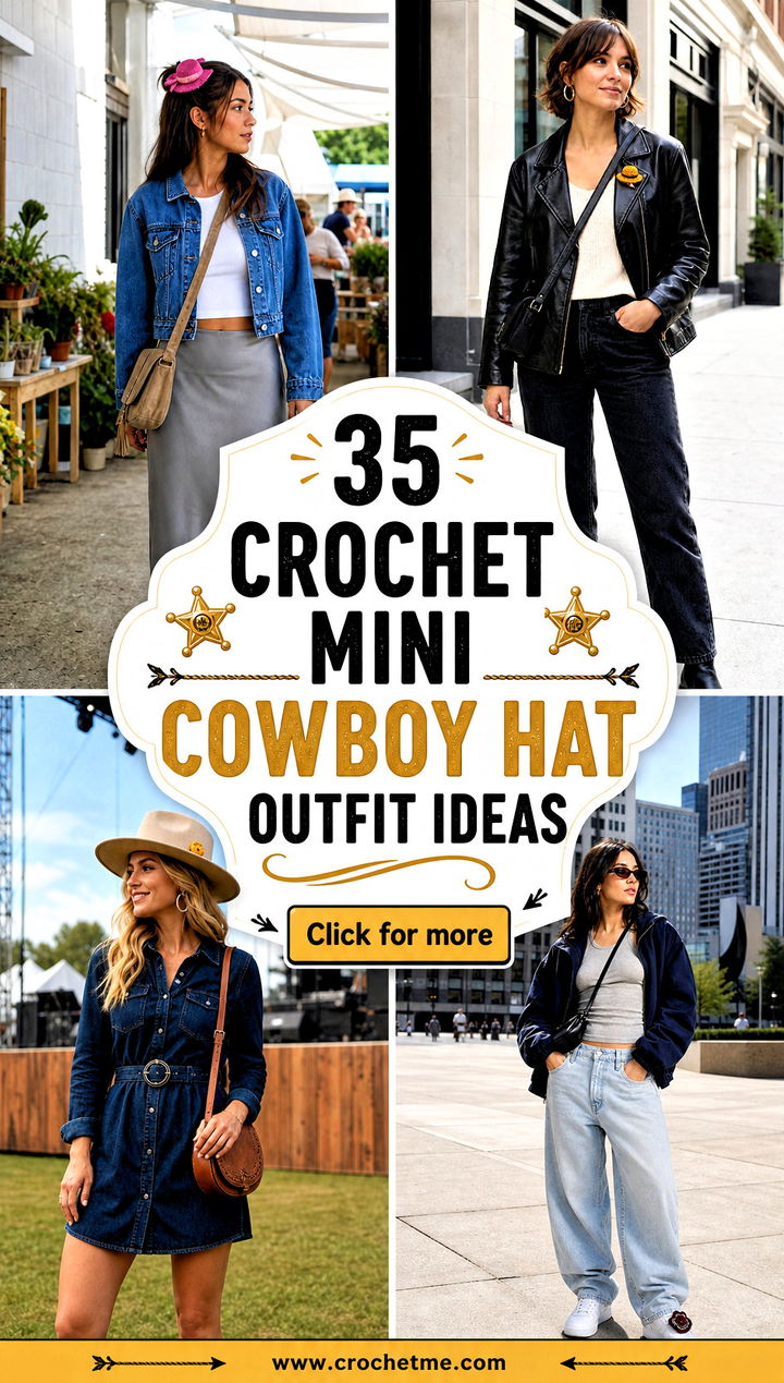 35 crochet mini cowboy hat outfit ideas - 35 crochet mini cowboy hat outfit ideas