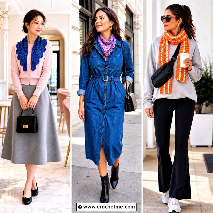 35 Crochet Mini Scarf Outfit Ideas for Chic Layered Looks