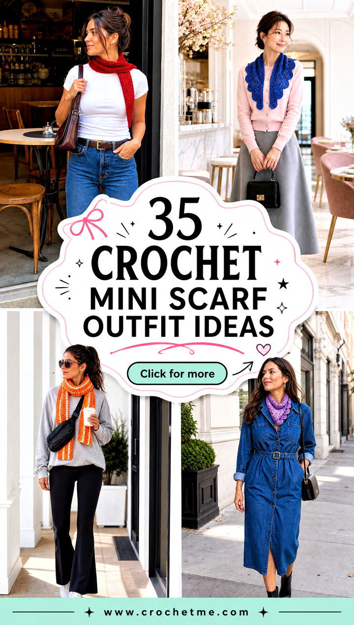35 crochet mini scarf outfit ideas - 35 crochet mini scarf outfit ideas