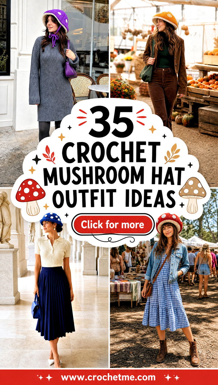 35 crochet mushroom hat outfit ideas - 35 crochet mushroom hat outfit ideas