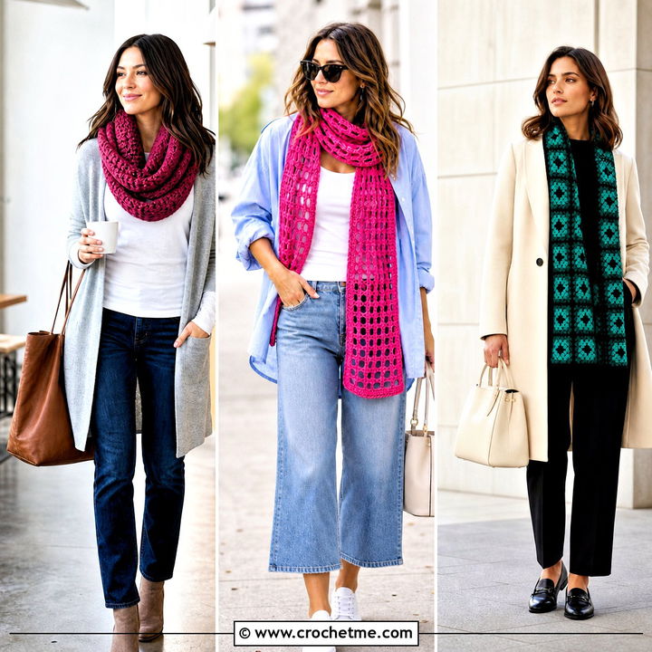 35 Crochet Neck Scarf Outfit Ideas for Cozy Winter Style