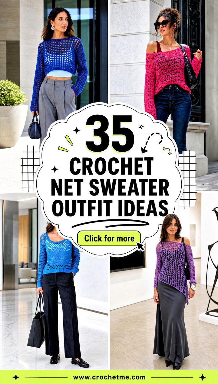 35 crochet net sweater outfit ideas - 35 crochet net sweater outfit ideas