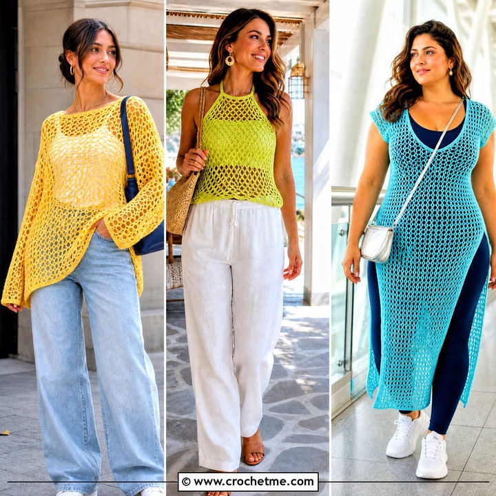35 Crochet Net Top Outfit Ideas for Fresh Summer Style