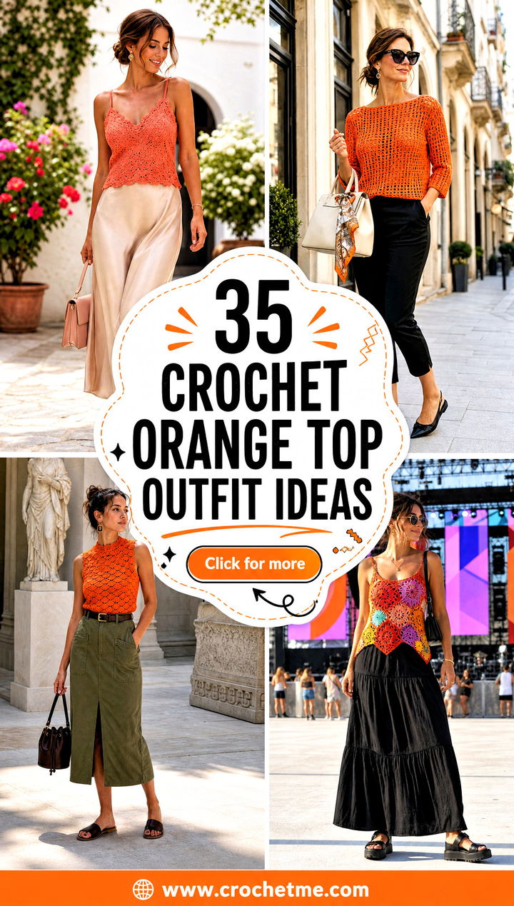 35 crochet orange top outfit ideas - 35 crochet orange top outfit ideas