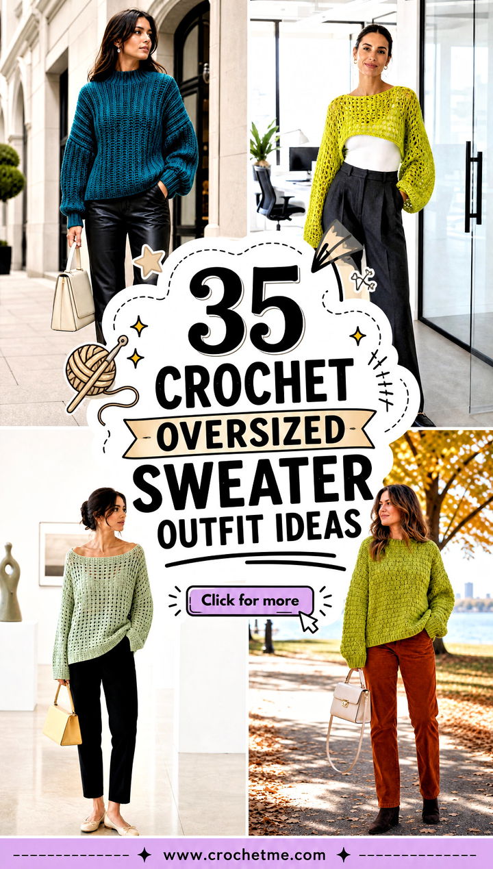 35 crochet oversized sweater outfit ideas - 35 crochet oversized sweater outfit ideas
