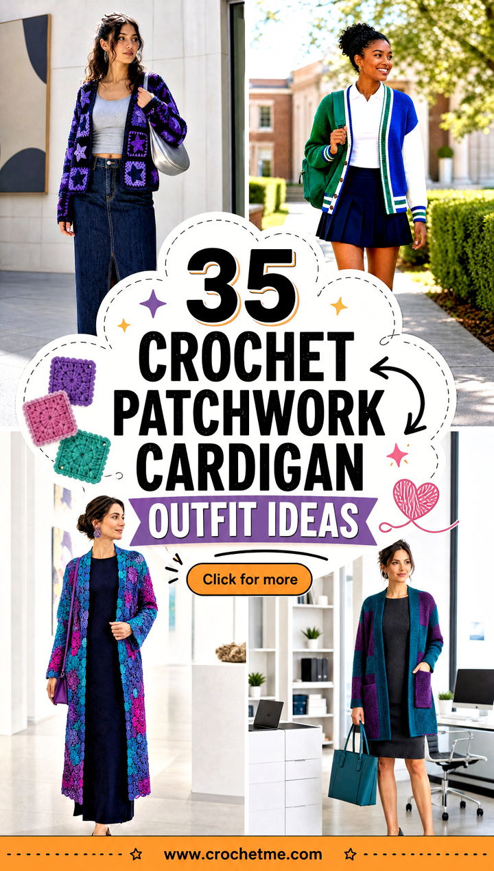 35 crochet patchwork cardigan outfit ideas - 35 crochet patchwork cardigan outfit ideas