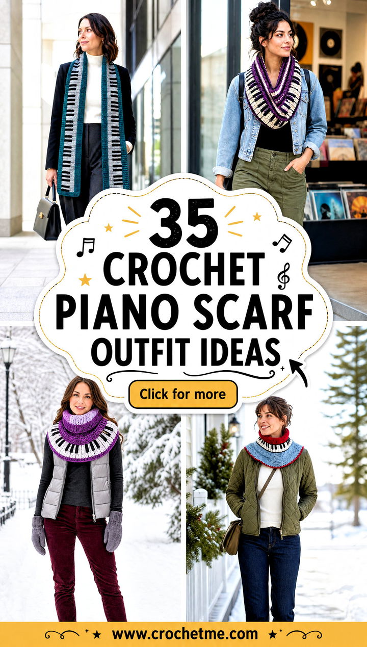 35 crochet piano scarf outfit ideas - 35 crochet piano scarf outfit ideas