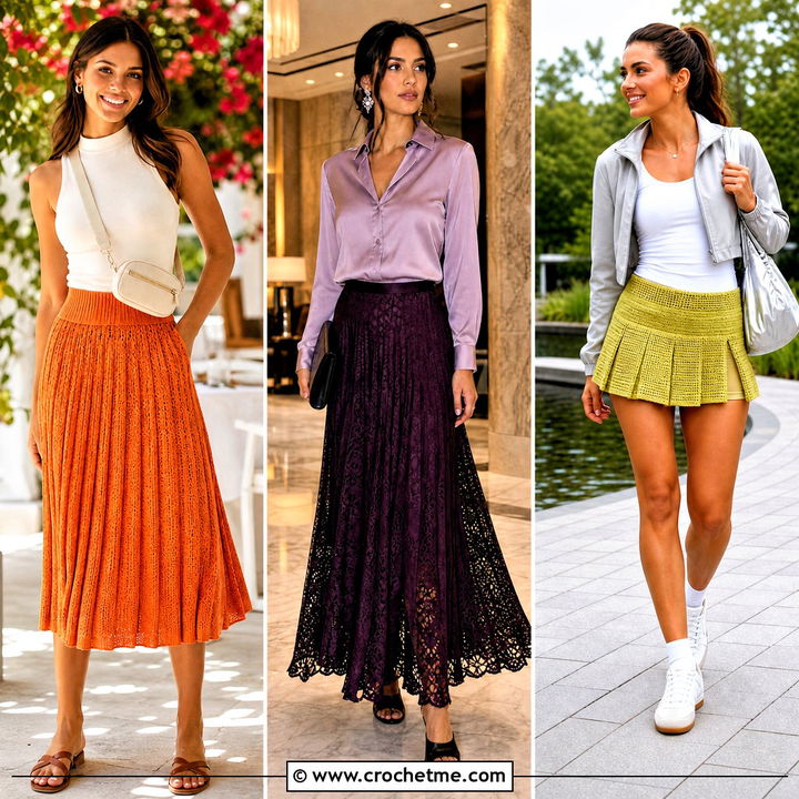 35 Crochet Pleated Skirt Outfit Ideas for Chic Everyday Looks
