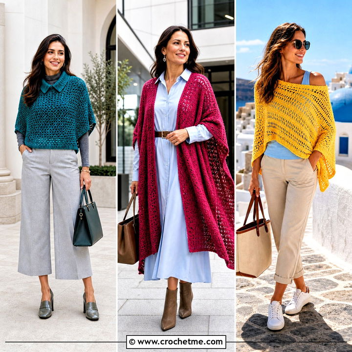 35 Crochet Poncho Sweater Outfit Ideas for Cozy Winter Style