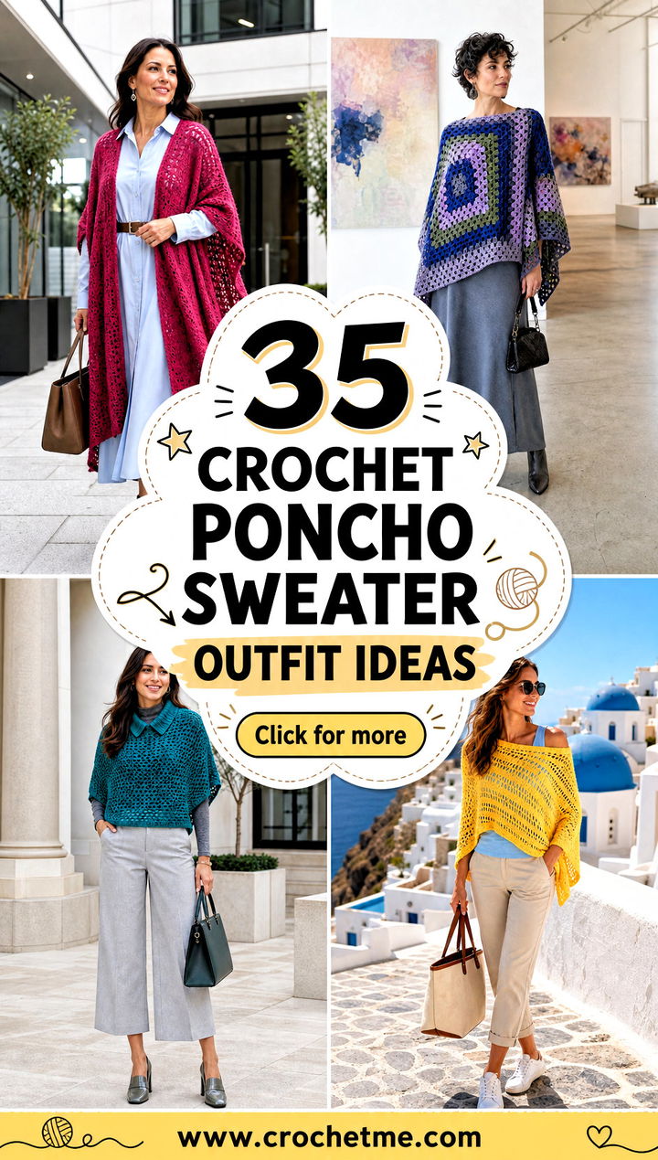 35 crochet poncho sweater outfit ideas - 35 crochet poncho sweater outfit ideas