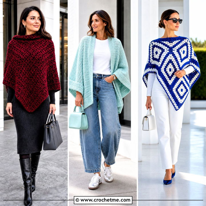35 Crochet Poncho Woman Outfit Ideas for Effortless Style