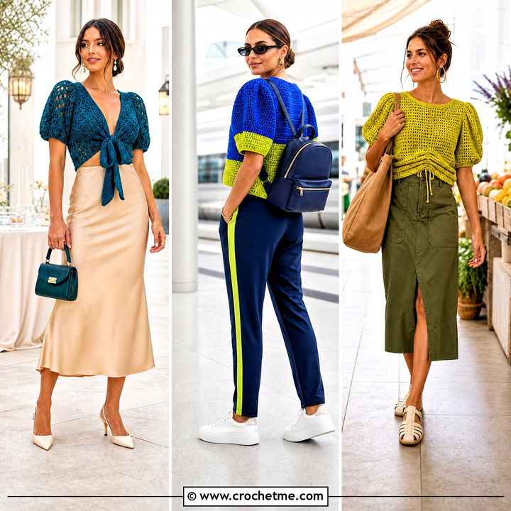 35 Crochet Puff Sleeve Top Outfit Ideas for Statement Style