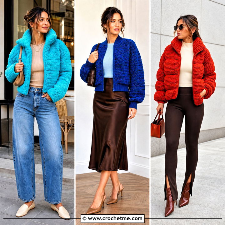 35 Crochet Puffer Jacket Outfit Ideas for Cozy Winter Style