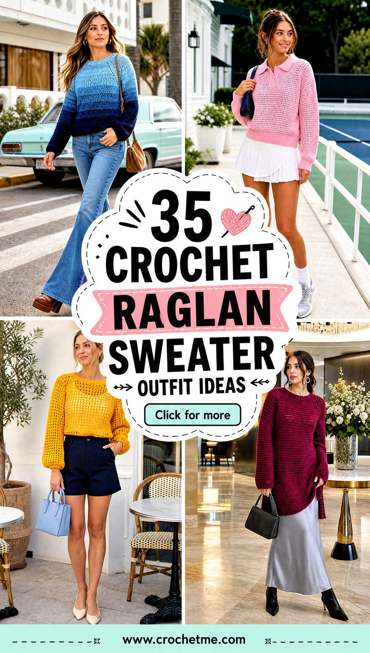 35 crochet raglan sweater outfit ideas - 35 crochet raglan sweater outfit ideas