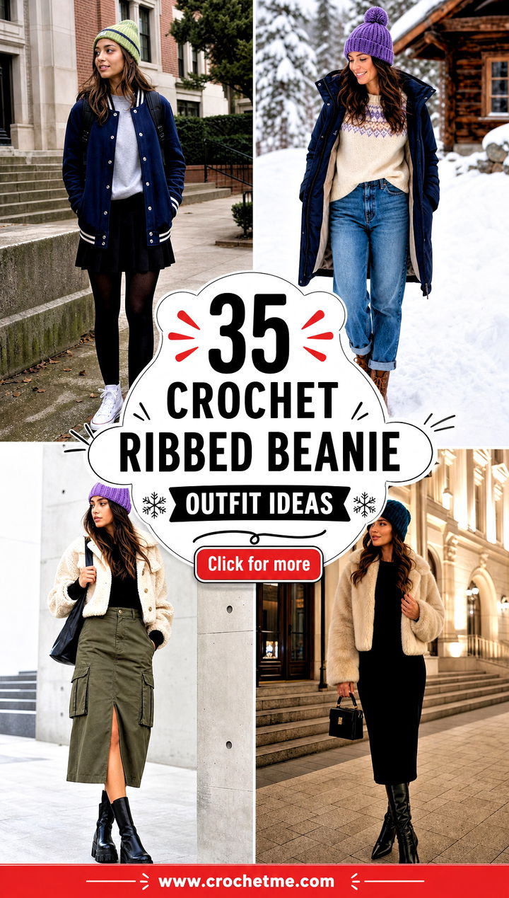 35 crochet ribbed beanie outfit ideas - 35 crochet ribbed beanie outfit ideas