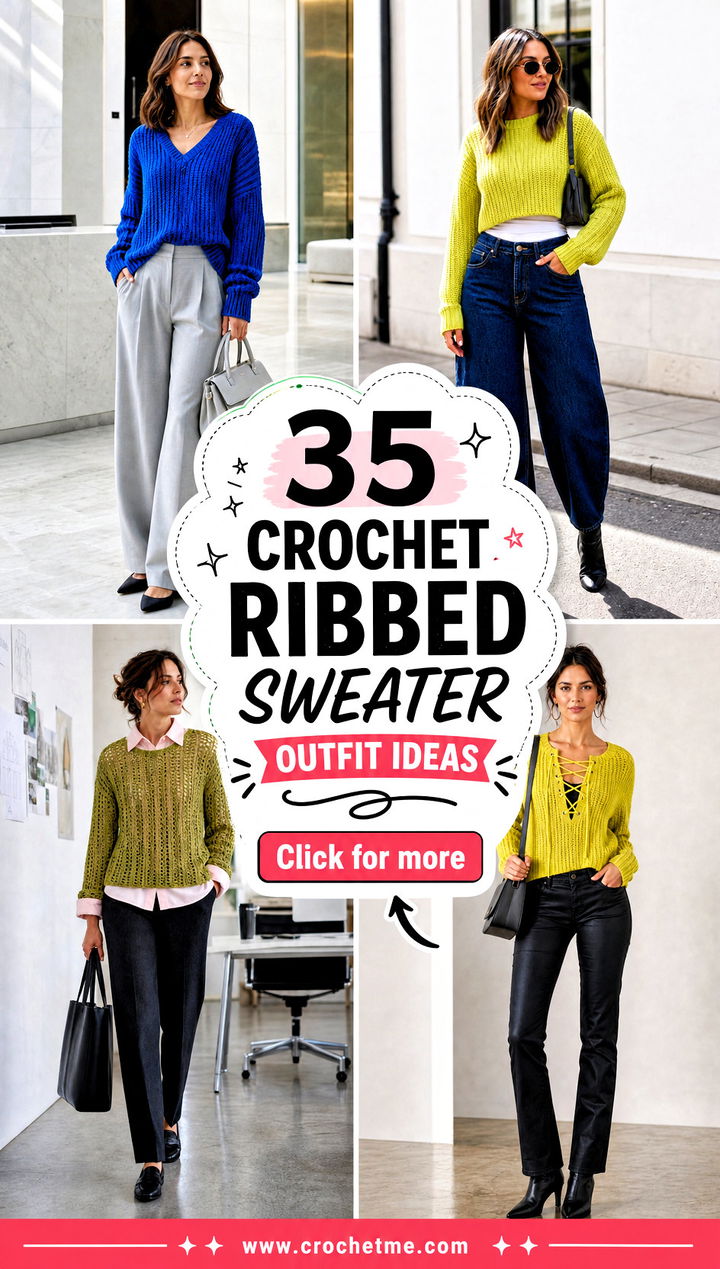 35 crochet ribbed sweater outfit ideas - 35 crochet ribbed sweater outfit ideas