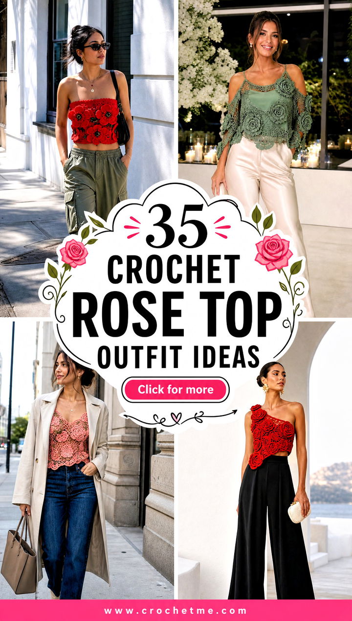35 crochet rose top outfit ideas - 35 crochet rose top outfit ideas