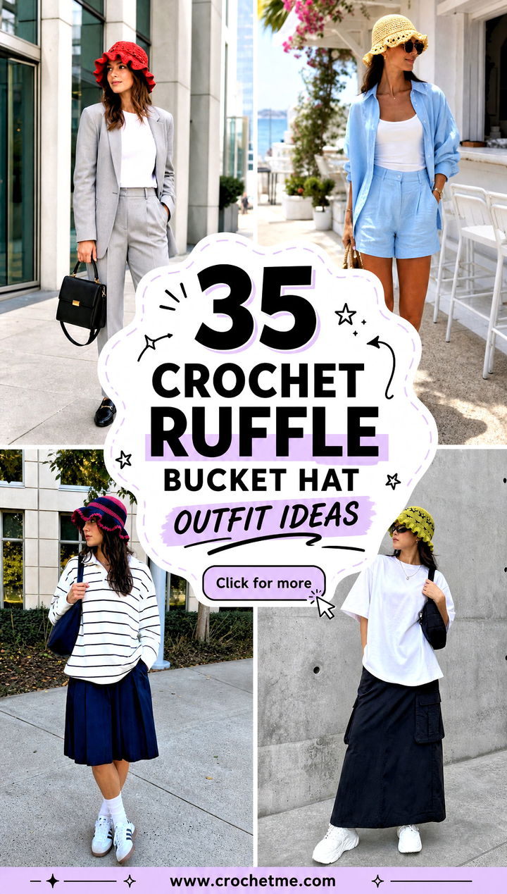 35 crochet ruffle bucket hat outfit ideas - 35 crochet ruffle bucket hat outfit ideas