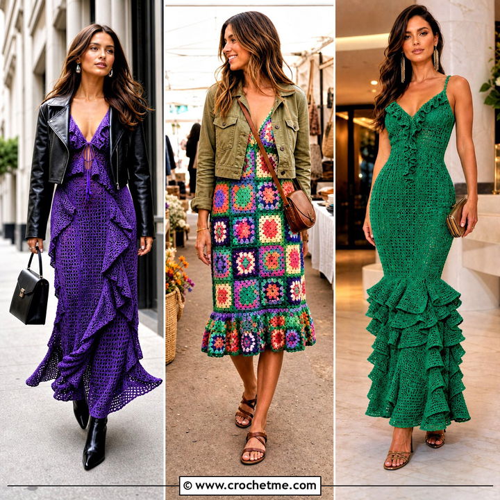 35 Crochet Ruffle Dress Outfit Ideas for Romantic Summer Style