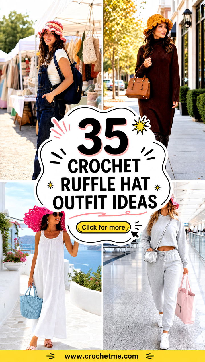 35 crochet ruffle hat outfit ideas - 35 crochet ruffle hat outfit ideas
