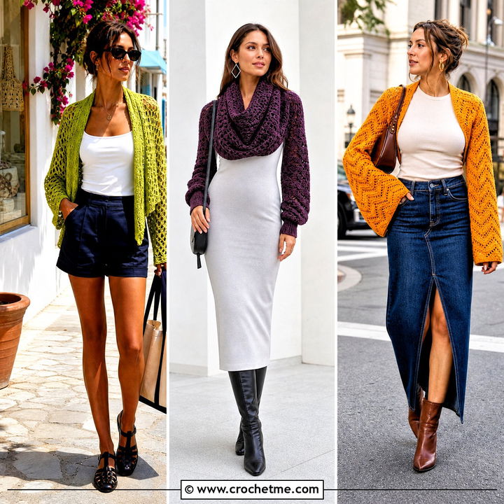 35 Crochet Scarf With Sleeves Outfit Ideas for Cozy Layering